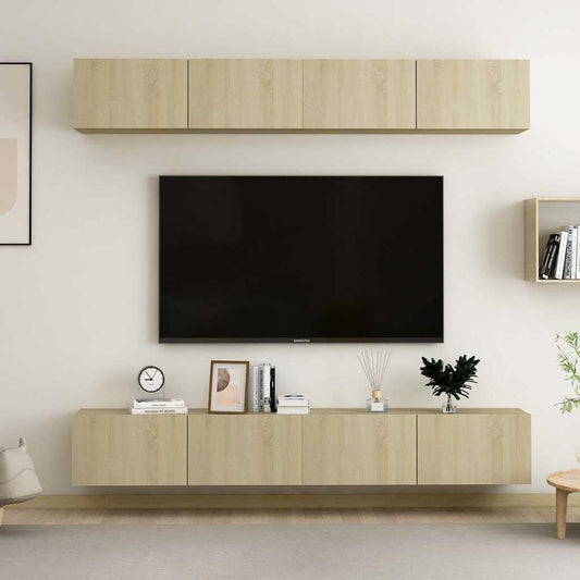 4 Piece TV Cabinet Set Sonoma Oak 100x30x30 cm Engineered Wood