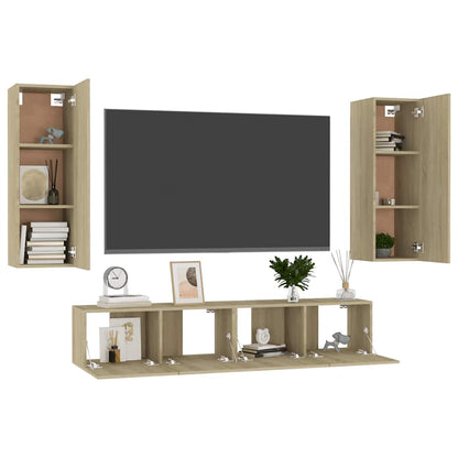 4 Piece TV Cabinet Set Sonoma Oak Engineered Wood