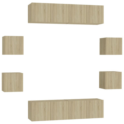 8 Piece TV Cabinet Set Sonoma Oak Engineered Wood