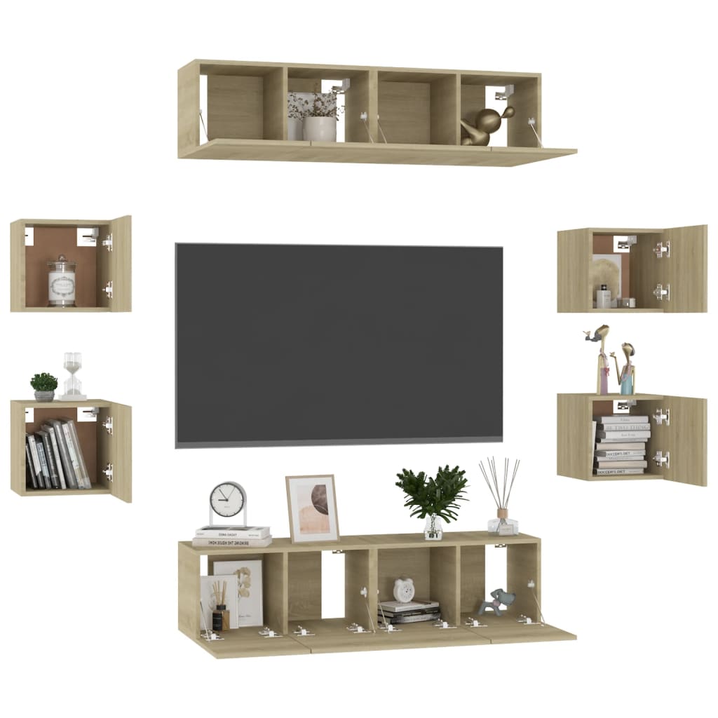 8 Piece TV Cabinet Set Sonoma Oak Engineered Wood