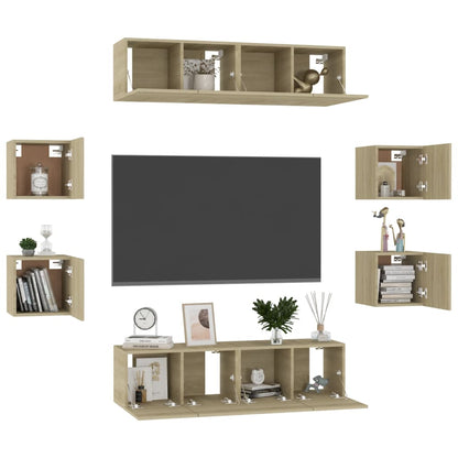 8 Piece TV Cabinet Set Sonoma Oak Engineered Wood