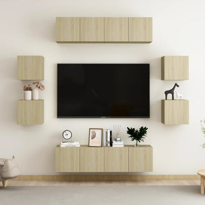 8 Piece TV Cabinet Set Sonoma Oak Engineered Wood