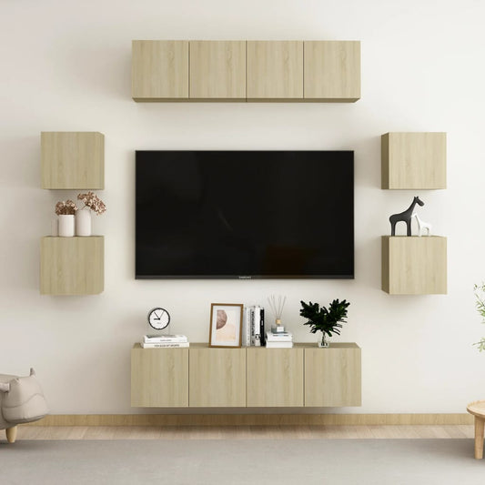 8 Piece TV Cabinet Set Sonoma Oak Engineered Wood