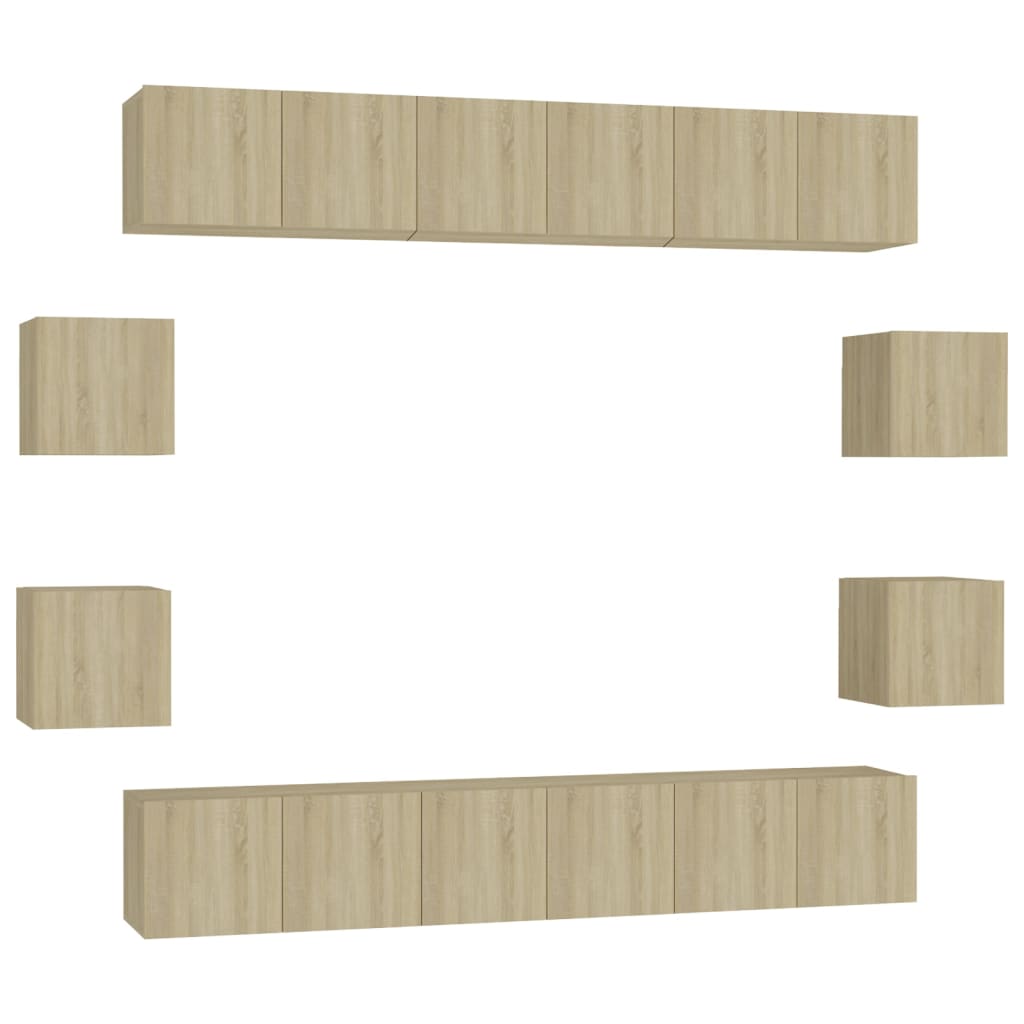 10 Piece TV Cabinet Set Sonoma Oak Engineered Wood
