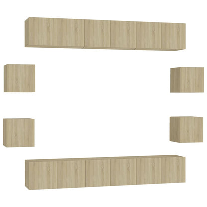 10 Piece TV Cabinet Set Sonoma Oak Engineered Wood