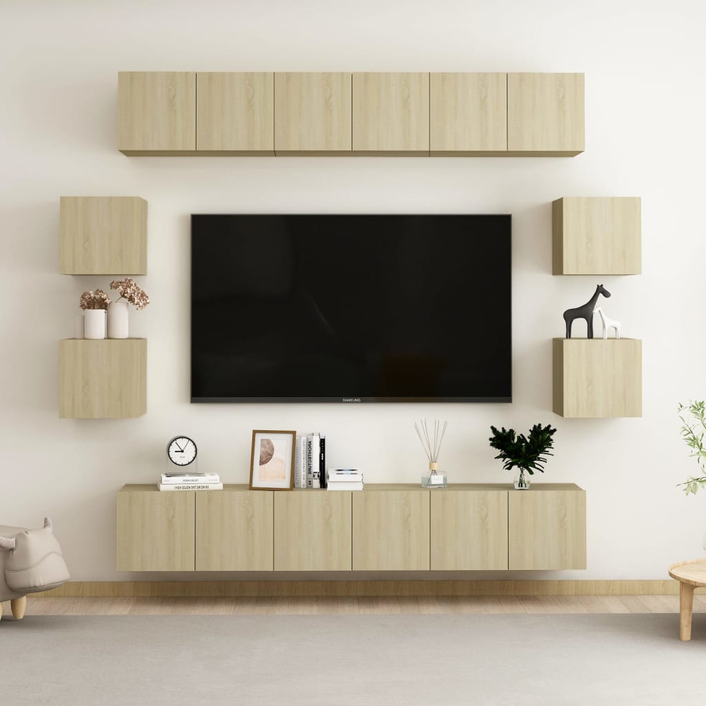 10 Piece TV Cabinet Set Sonoma Oak Engineered Wood