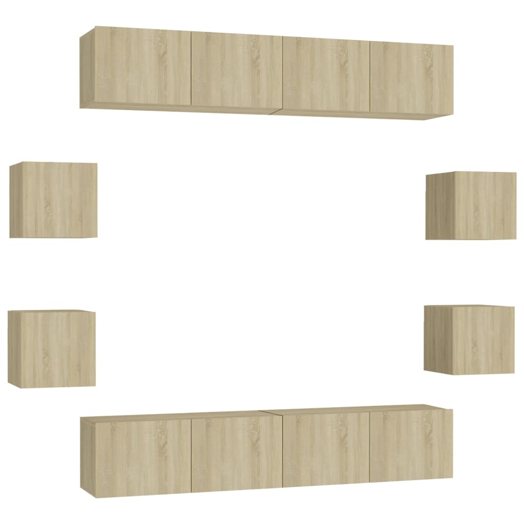 8 Piece TV Cabinet Set Sonoma Oak Engineered Wood