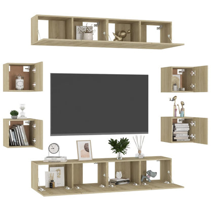 8 Piece TV Cabinet Set Sonoma Oak Engineered Wood