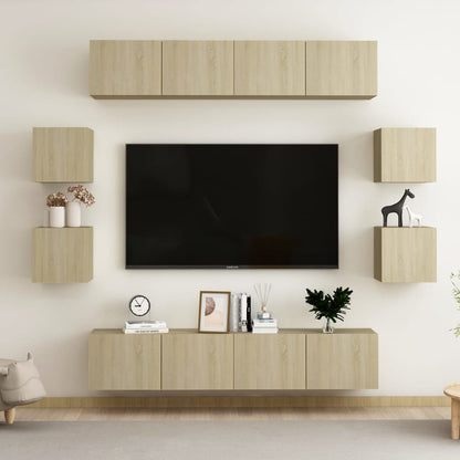 8 Piece TV Cabinet Set Sonoma Oak Engineered Wood