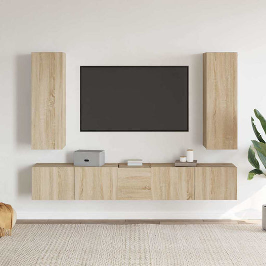 5 Piece TV Cabinet Set Sonoma Oak Engineered Wood