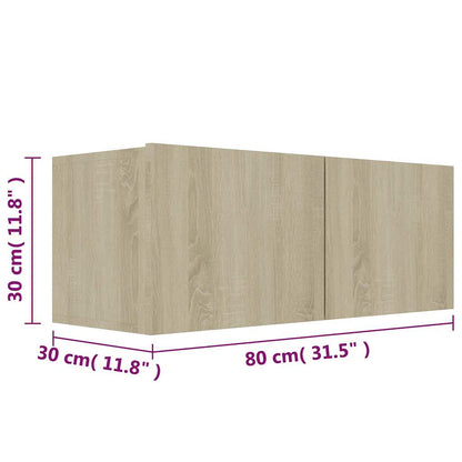 3 Piece TV Cabinet Set Sonoma Oak Engineered Wood