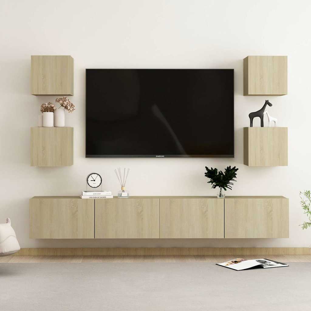 6 Piece TV Cabinet Set Sonoma Oak Engineered Wood