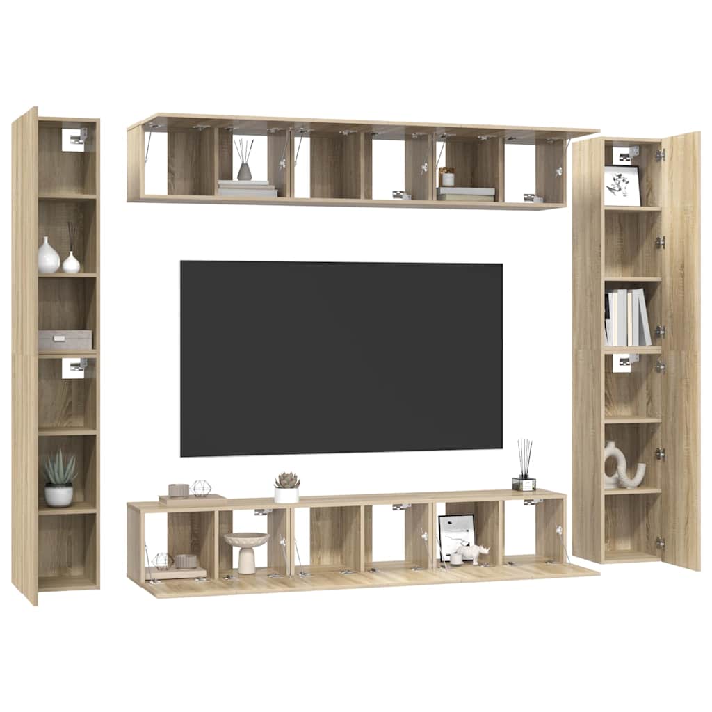 TV Cabinet | Set of 10 | Sonoma oak | Engineered wood | Medium