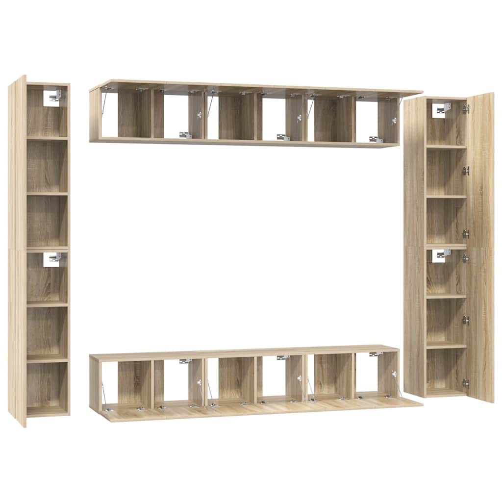 TV Cabinet | Set of 10 | Sonoma oak | Engineered wood | Medium
