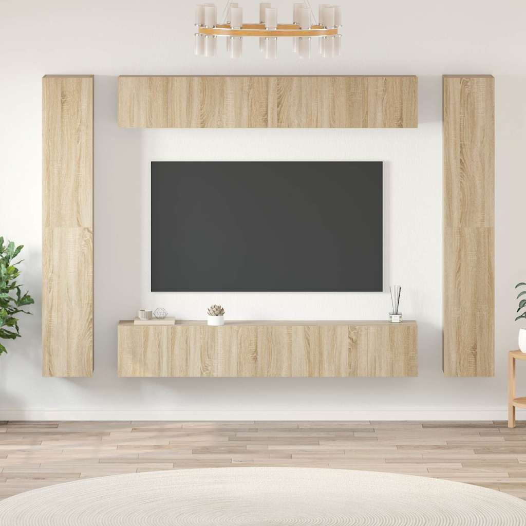 TV Cabinet | Set of 10 | Sonoma oak | Engineered wood | Medium