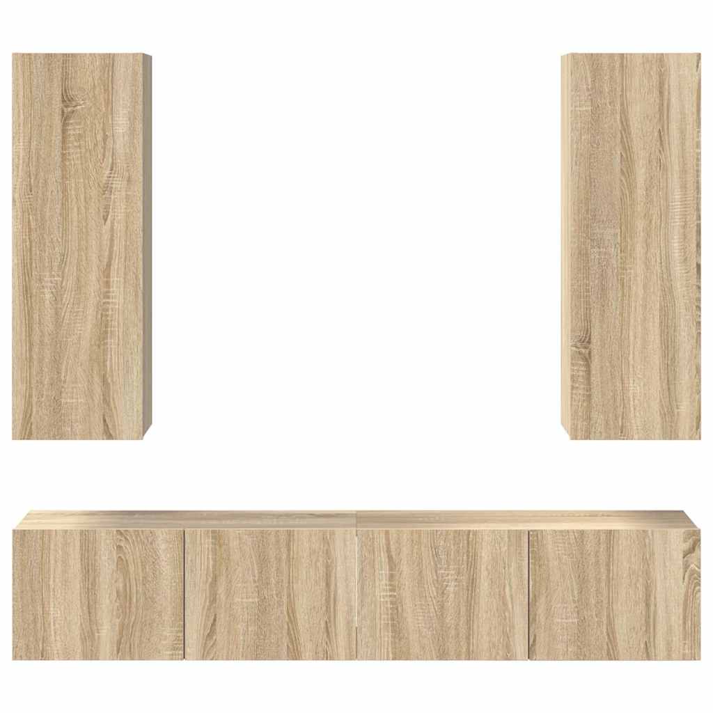 4 Piece TV Cabinet Set Sonoma Oak Engineered Wood