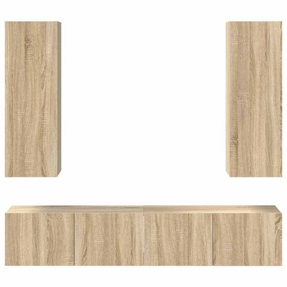 4 Piece TV Cabinet Set Sonoma Oak Engineered Wood