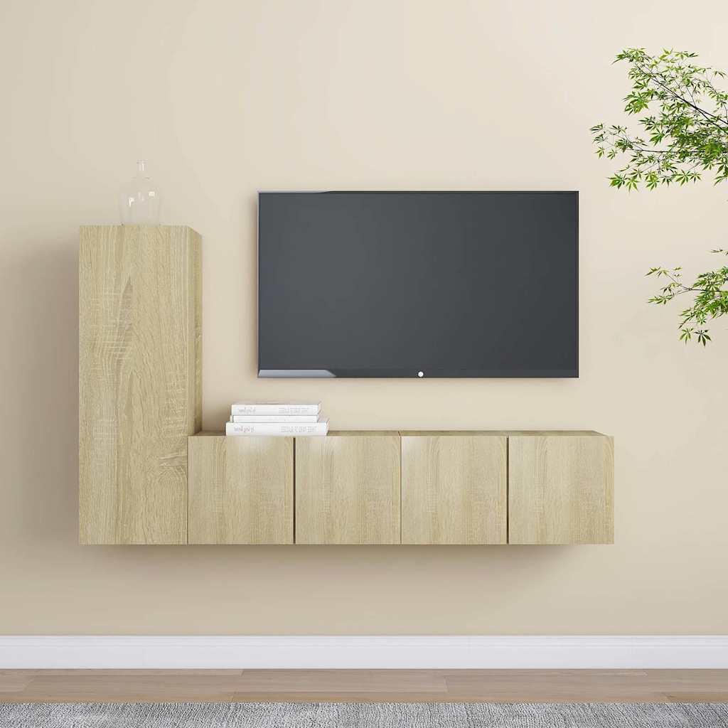 3 Piece TV Cabinet Set Sonoma Oak Engineered Wood