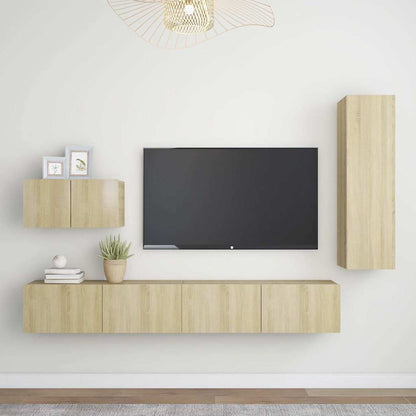4 Piece TV Cabinet Set Sonoma Oak Engineered Wood