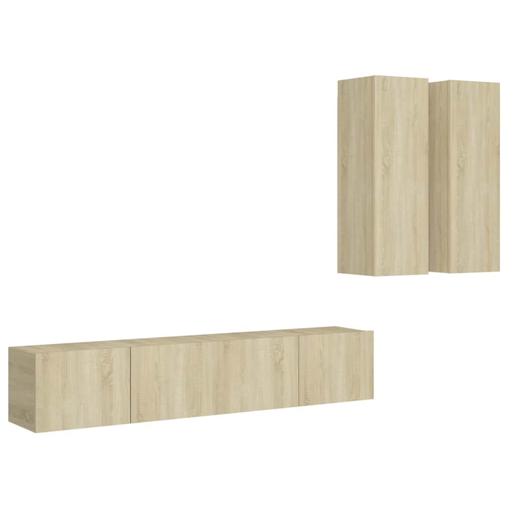 TV Cabinet Set | Set of 4 | Sonoma oak | Engineered wood | Medium