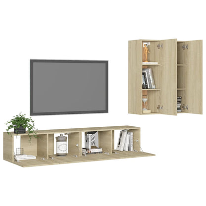 TV Cabinet Set | Set of 4 | Sonoma oak | Engineered wood | Medium