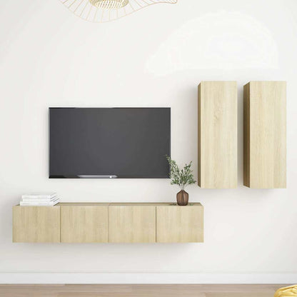 TV Cabinet Set | Set of 4 | Sonoma oak | Engineered wood | Medium