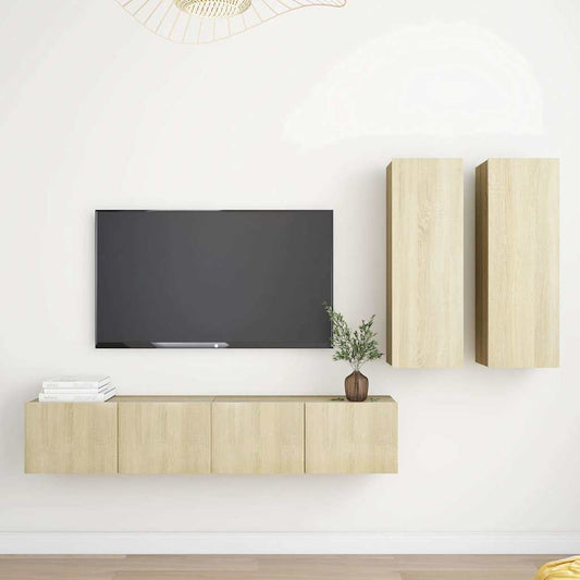 4 Piece TV Cabinet Set Sonoma Oak Engineered Wood
