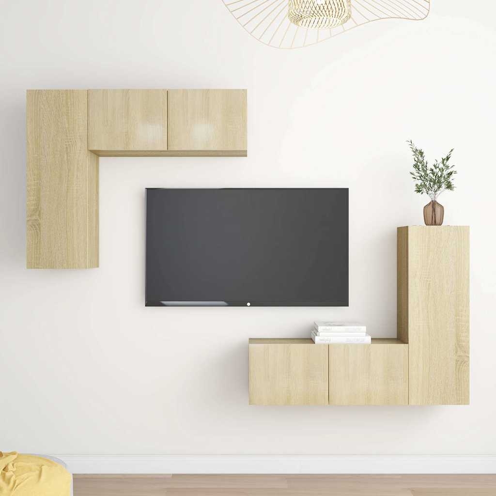 4 Piece TV Cabinet Set Sonoma Oak Engineered Wood