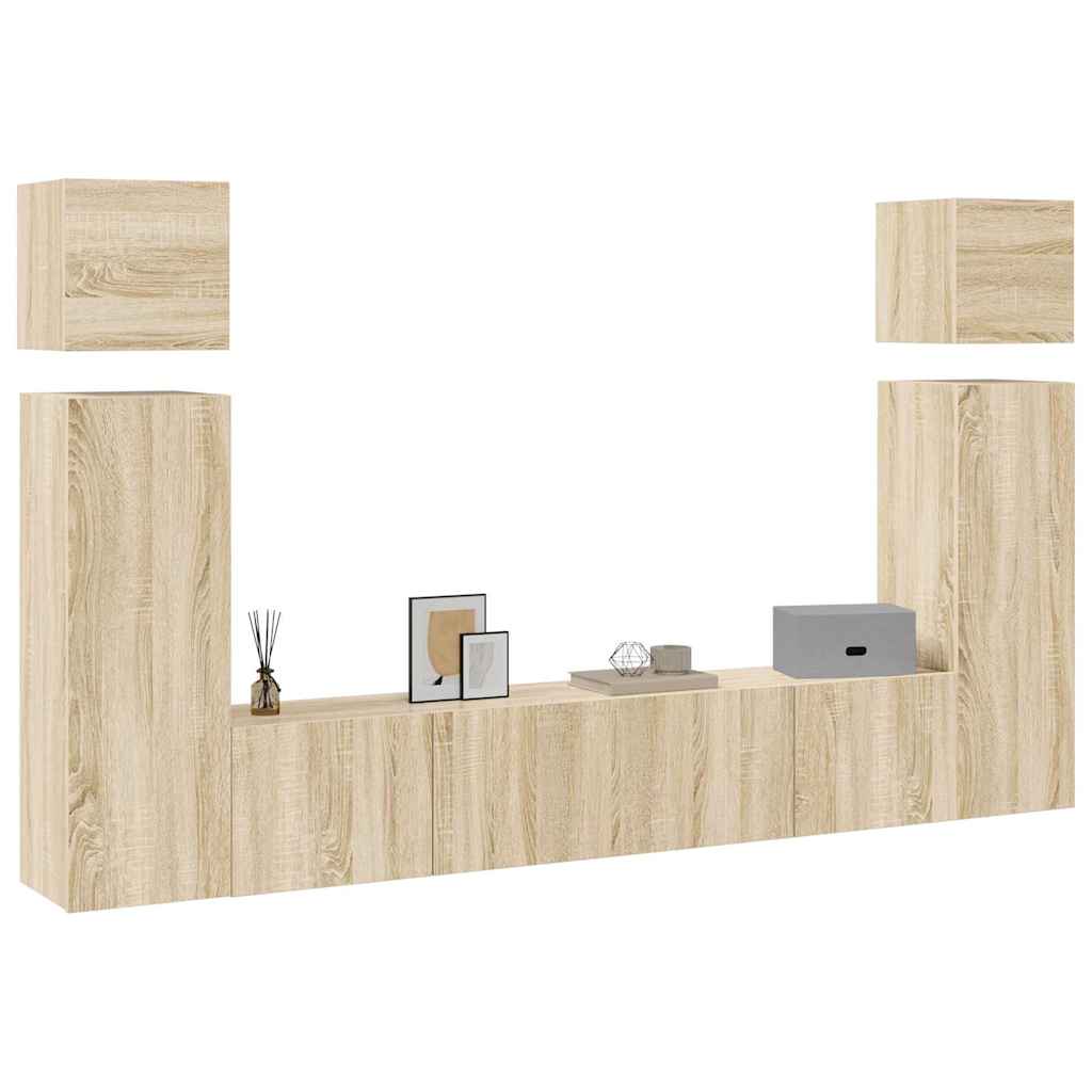 TV Cabinet Set | 8 Piece Set | Sonoma Oak | Engineered Wood