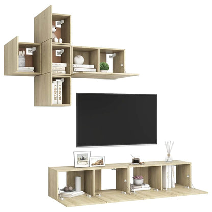 7 Piece TV Cabinet Set Sonoma Oak Engineered Wood