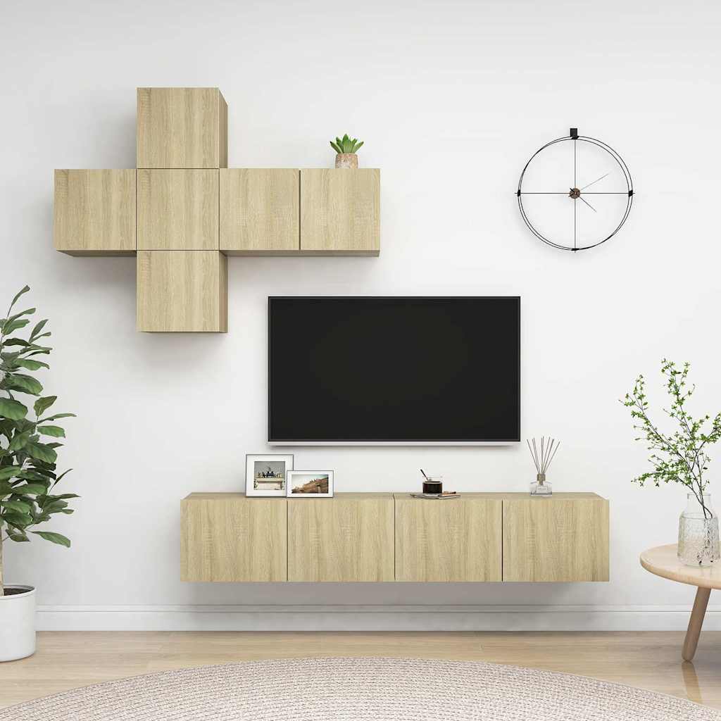 7 Piece TV Cabinet Set Sonoma Oak Engineered Wood