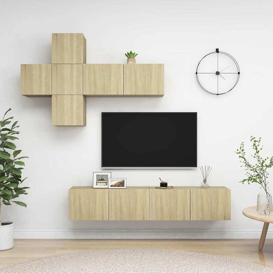 7 Piece TV Cabinet Set Sonoma Oak Engineered Wood