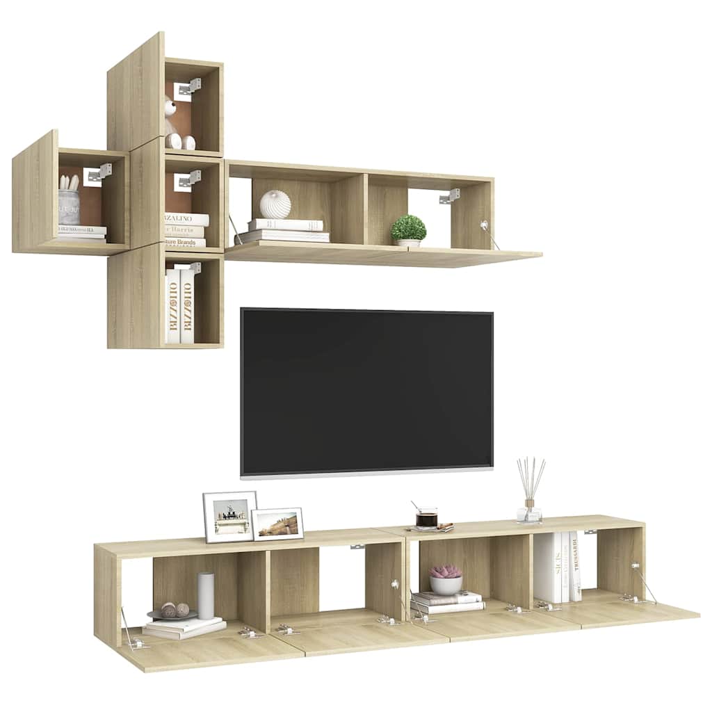 7 Piece TV Cabinet Set Sonoma Oak Engineered Wood