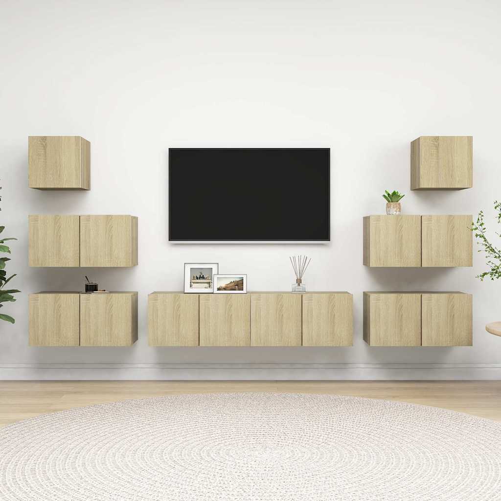 8 Piece TV Cabinet Set Sonoma Oak Engineered Wood