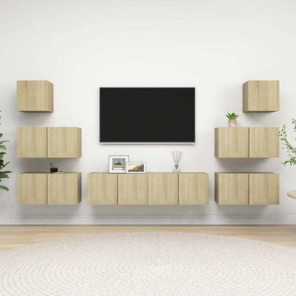 8 Piece TV Cabinet Set Sonoma Oak Engineered Wood