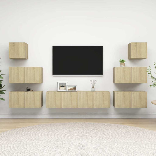 8 Piece TV Cabinet Set Sonoma Oak Engineered Wood