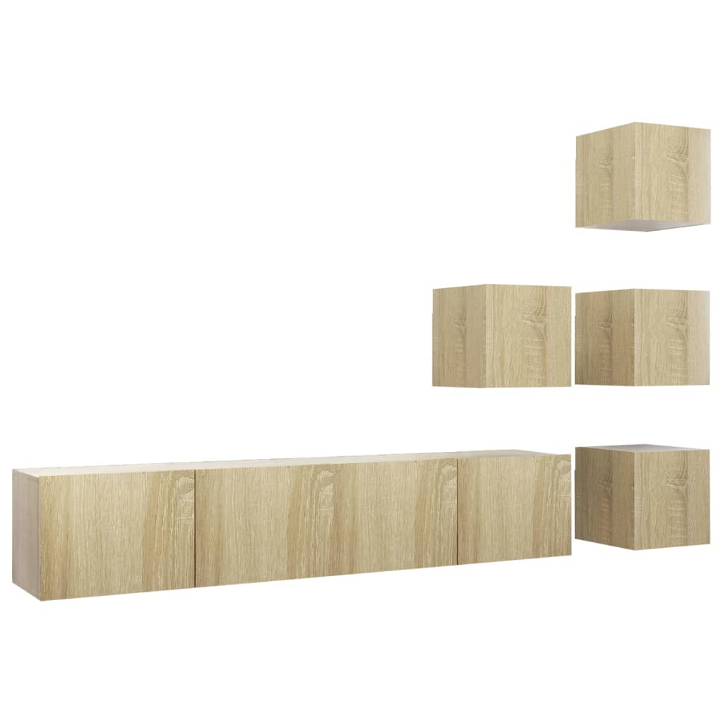 6 Piece TV Cabinet Set Sonoma Oak Engineered Wood