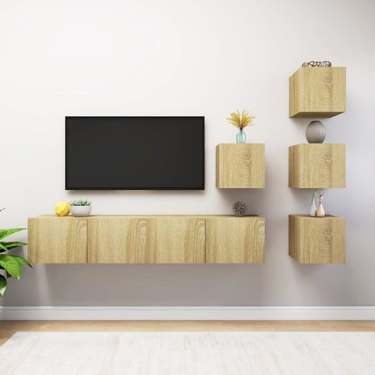 6 Piece TV Cabinet Set Sonoma Oak Engineered Wood