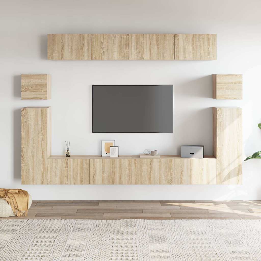 8 Piece TV Cabinet Set Sonoma Oak Engineered Wood