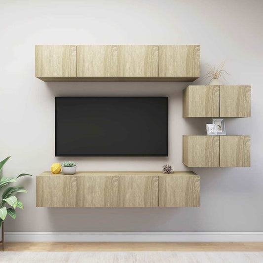6 Piece TV Cabinet Set Sonoma Oak Engineered Wood