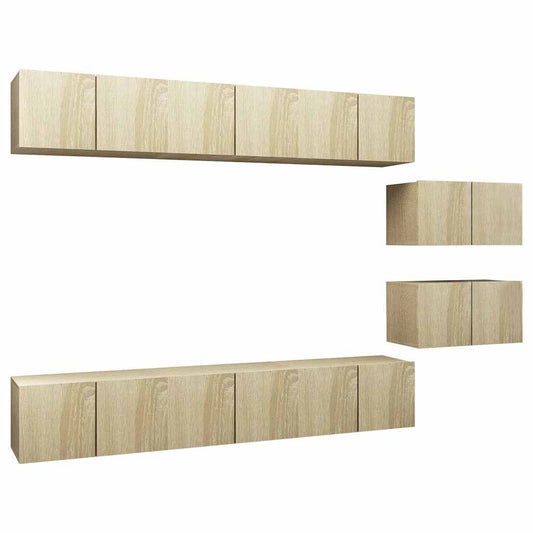 8 Piece Wall-mounted TV Cabinet Set Sonoma Oak Engineered Wood