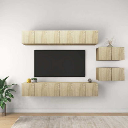 8 Piece Wall-mounted TV Cabinet Set Sonoma Oak Engineered Wood