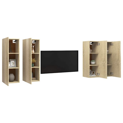 4 Piece TV Cabinet Set Sonoma Oak 30,5x30x90 cm Engineered Wood