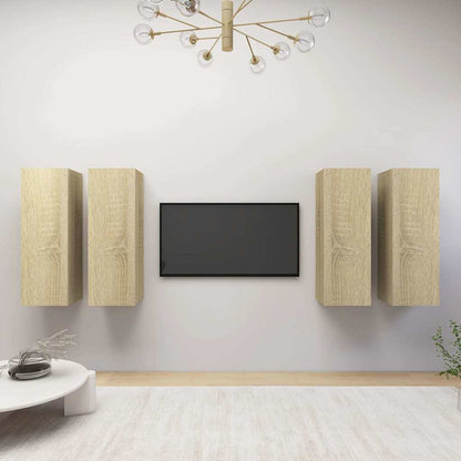 4 Piece TV Cabinet Set Sonoma Oak 30,5x30x90 cm Engineered Wood