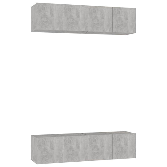 4 Piece TV Cabinet Set Concrete Grey 60x30x30 cm Engineered Wood
