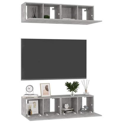 4 Piece TV Cabinet Set Concrete Grey 60x30x30 cm Engineered Wood