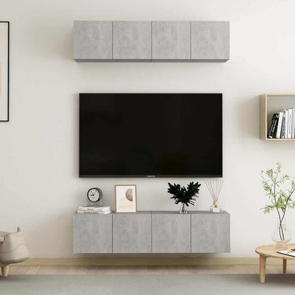 4 Piece TV Cabinet Set Concrete Grey 60x30x30 cm Engineered Wood