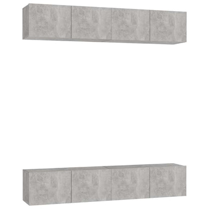 4 Piece TV Cabinet Set Concrete Grey 80x30x30 cm Engineered Wood