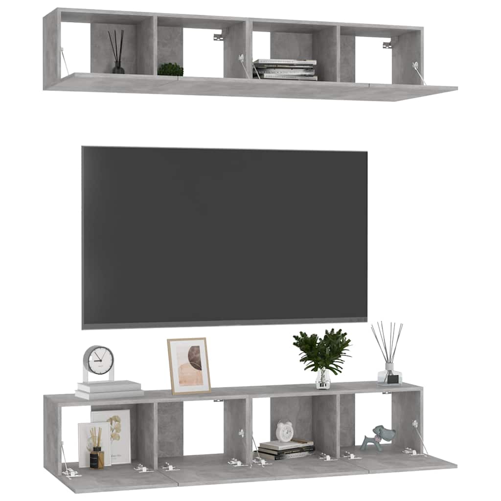 4 Piece TV Cabinet Set Concrete Grey 80x30x30 cm Engineered Wood