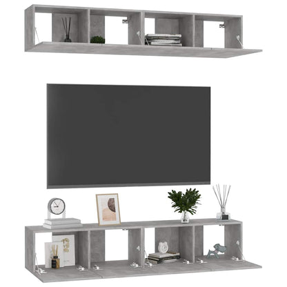 4 Piece TV Cabinet Set Concrete Grey 80x30x30 cm Engineered Wood